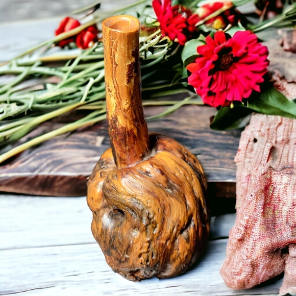 Artisan Carved Wooden Vase | Sculpture - Picture 6 of 9